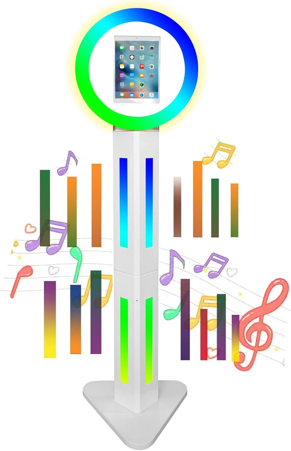 RXFSP Portable Photo Booth for 12.9" Ipad LCD Screen Selfie Machine Portable Metal Shell Adjustable Stand Photobooth Machine with RGB LED Ring Light for Wedding Halloween Christmas  RXFSP Rgb Light Box-white for 12.9"iPad 