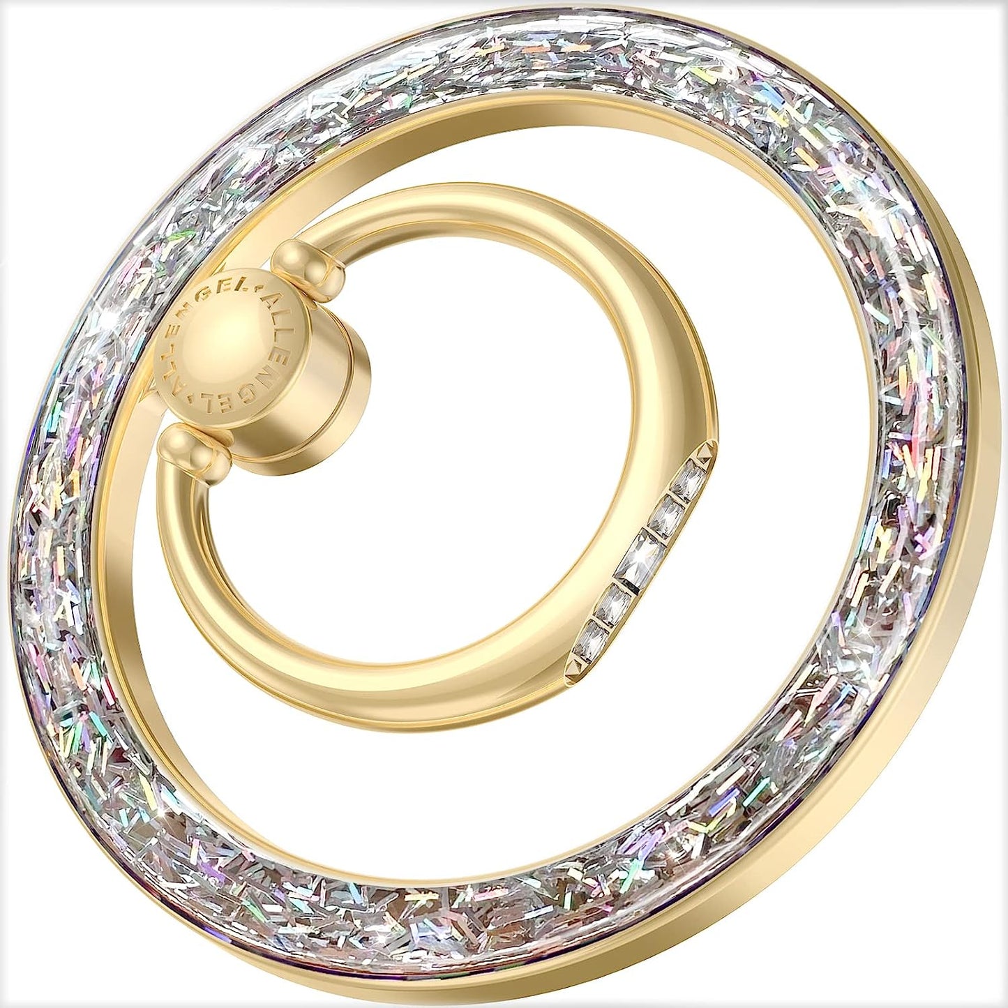 Compatible with Magsafe Phone Grip Stand, Allengel Magnetic Phone Ring Holder with Finger Kickstand for Smartphone, Luxury Gold White  Allengel gold bling silver  