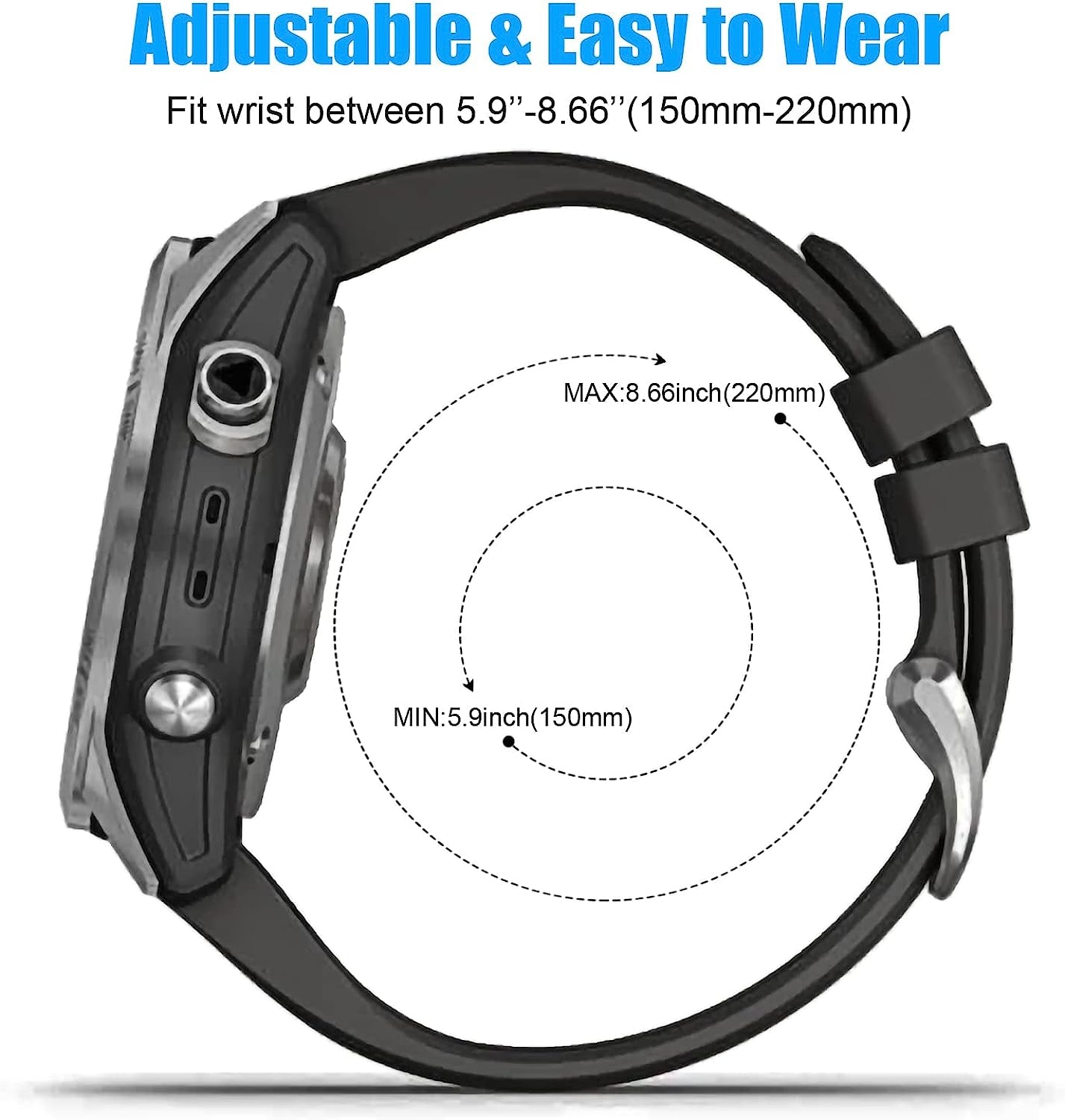 Compatible with Garmin Watch Bands,26Mm Width Soft Silicone Quick Release Straps for Fenix 7X/Enduro/Fenix 6X Pro/Fenix 6X/Fenix 5X Plus/Fenix 3/Fenix 3 Hr/Descent Mk1/D2 Delta Px/Tactix Delta,Black-Grey  ZPJPPLX   