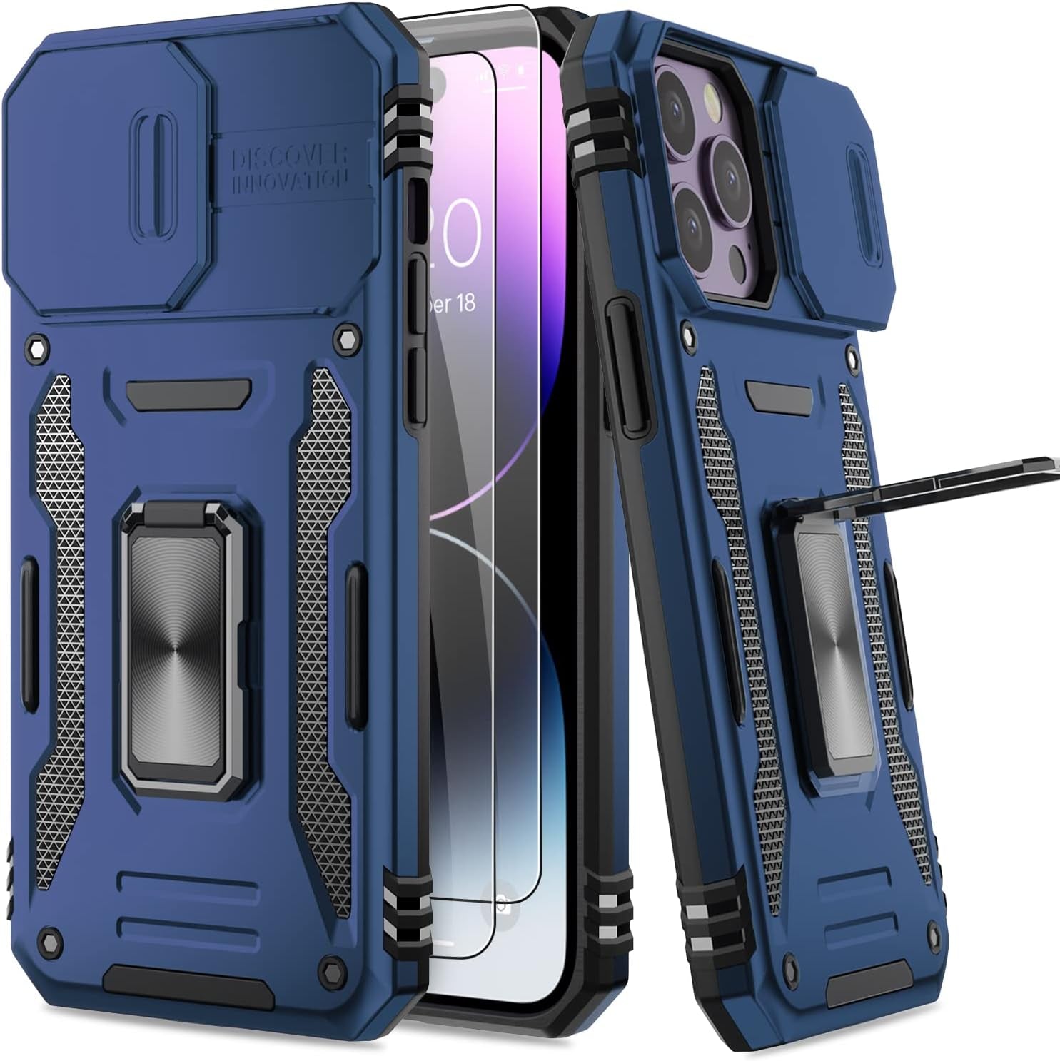 AUPAI Iphone 14 plus Case with Screen Protector,Iphone 14 plus Cover Crystal Clear Anti-Yellow Heavy Duty Acrylic Protective Phone Case with Magnetic Kickstand for Apple Iphone 14 Plus,Green  AUPAI   