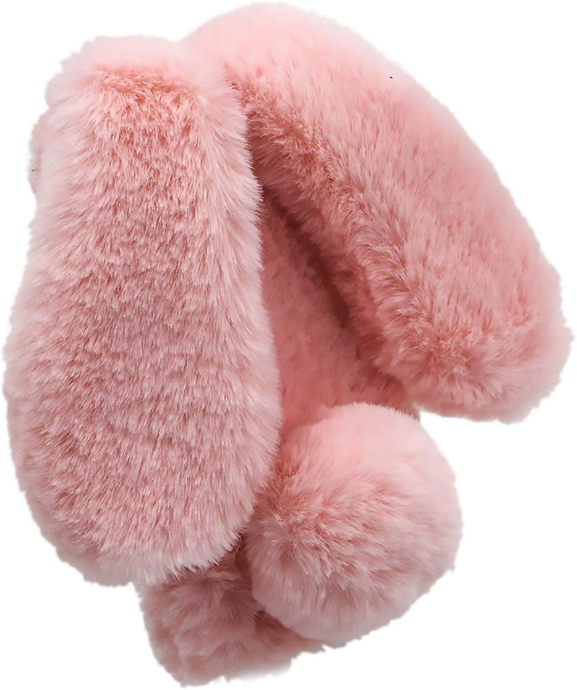LCHDA Rabbit Case for Oneplus Nord N200 5G, Cute 3D Bunny Ears Soft Furry Hairball Fuzzy Warm Winter Faux Fur Plush Fluffy Flexible TPU Bumper Women Girls Protective Skin Cover - Pink  LCHDA   