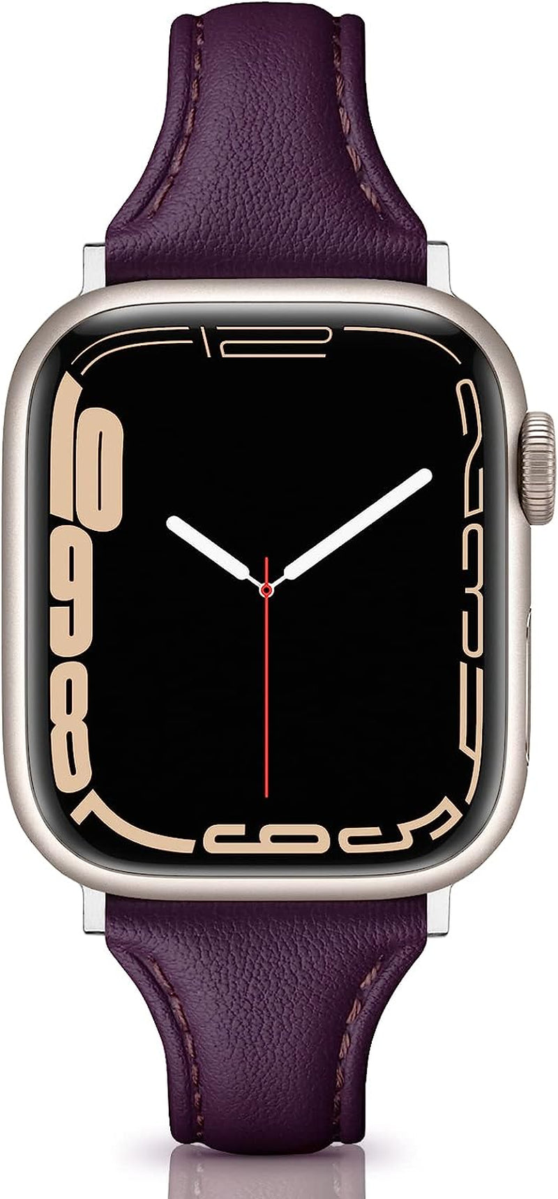 Eyamumo Leather Band Compatible for Apple Watch Band 38Mm 40Mm 41Mm, Slim Thin Elegant Genuine Leather Strap Compatible for Iwatch Series 8, 7, 6, 5, 4, 3, 2, 1, SE, Sport & Edition for Women  Eyamumo Cherry Purple 38mm / 40mm / 41mm 