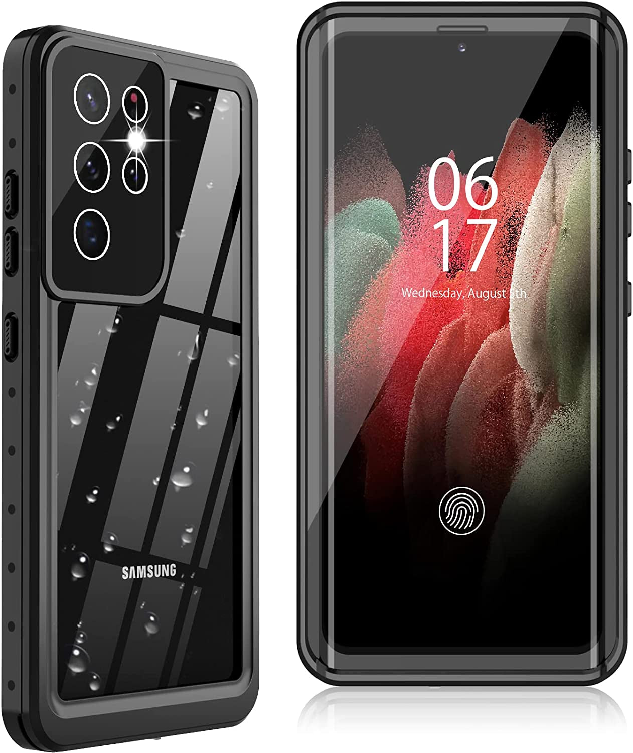 Oterkin Samsung Galaxy S21 Ultra Waterproof Case, Built-In Screen Protector, Dustproof Shockproof 360 Full Body, Purple  Oterkin Black  