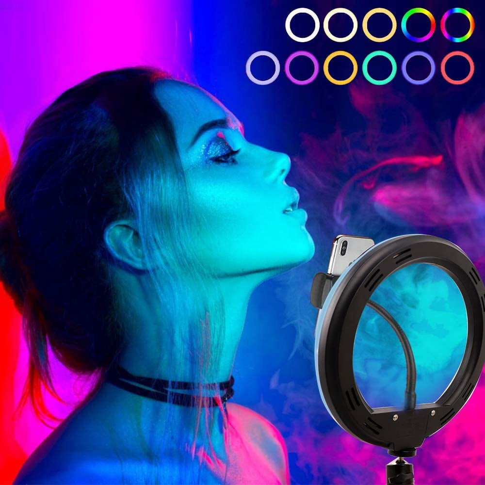RGB Selfie Ring Light, 12 Inch LED Selfie Lights with Extendable Tripod Stand and Phone Holder for Live Video Calls Vlog Youtube Makeup and Photography Compatible with Iphone & Android  CASAVIDA   