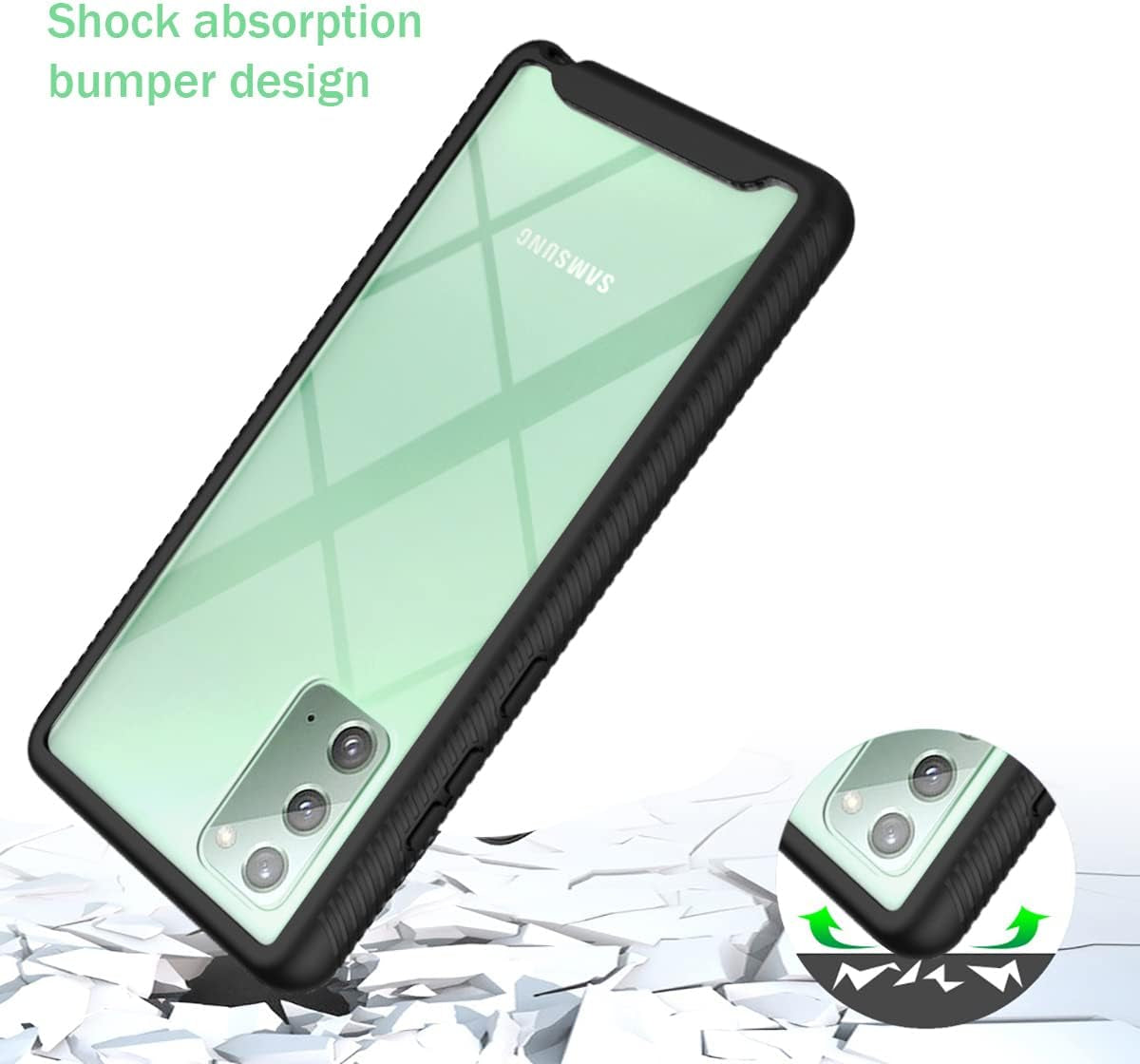 Note 20 Case, Samsung Galaxy Note 20 Case,Fingic Built in Screen Protector Full Body Protection Hard Shell Soft TPU Bumper Shockproof Rugged Protective Cover for Samsung Galaxy Note 20 5G 2020 (Clear)  Fingic   