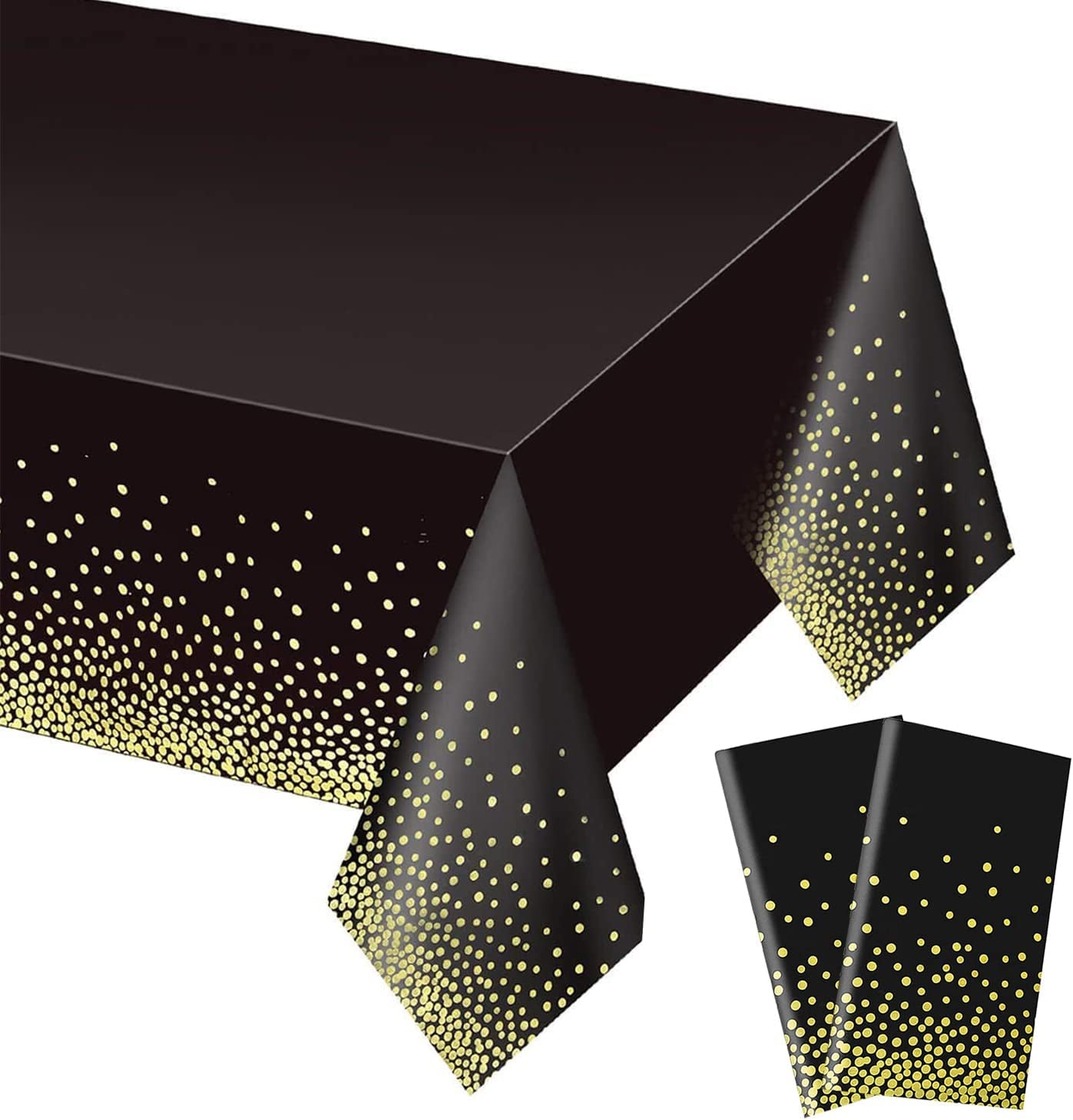 Gexolenu 4 Pack Black and Gold Disposable Plastic Tablecloth for Rectangle Tables(54" X 108"), Party Table Cloth Birthday,Table Cloths Graduation Decorations Class of 2023  Gexolenu Black Gold 2 PCS 
