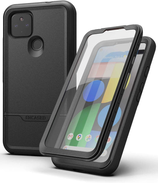 Encased Rebelshield Designed for Pixel 4A 5G Case with Screen Protector, Heavy Duty Full Body Protective Cover with Build-In Screen Guard for Google Pixel 4A 5G - Black  Encased for Google Pixel 4a 5G   