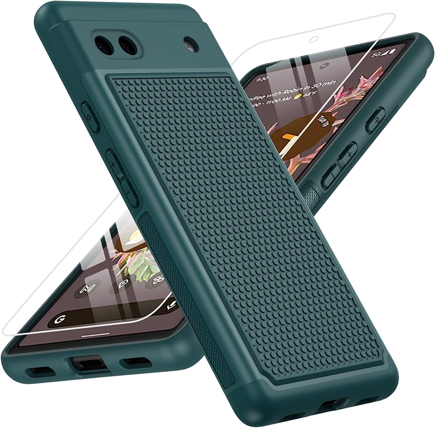 JXVM for Google Pixel 6A Phone Case: Dual Layer Protective Heavy Duty Cell Phone Cover Shockproof Rugged with Non Slip Textured Back | Military Drop Protection Bumper Tough - 6.1Inch (Burgundy Purple)  JXVM Dark Green  