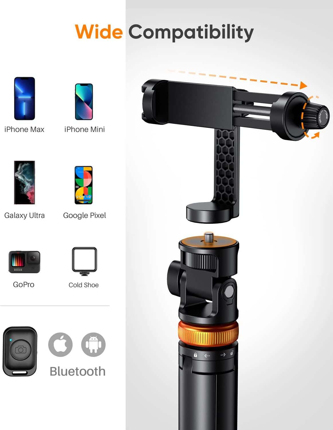 Newest 62" Phone Tripod, EUCOS Tripod for Iphone & Selfie Stick Tripod with Remote, Upgraded Iphone Tripod Stand & Travel Tripod, Solidest Cell Phone Tripod Compatible with Iphone 14/13/12/Android  eucos   