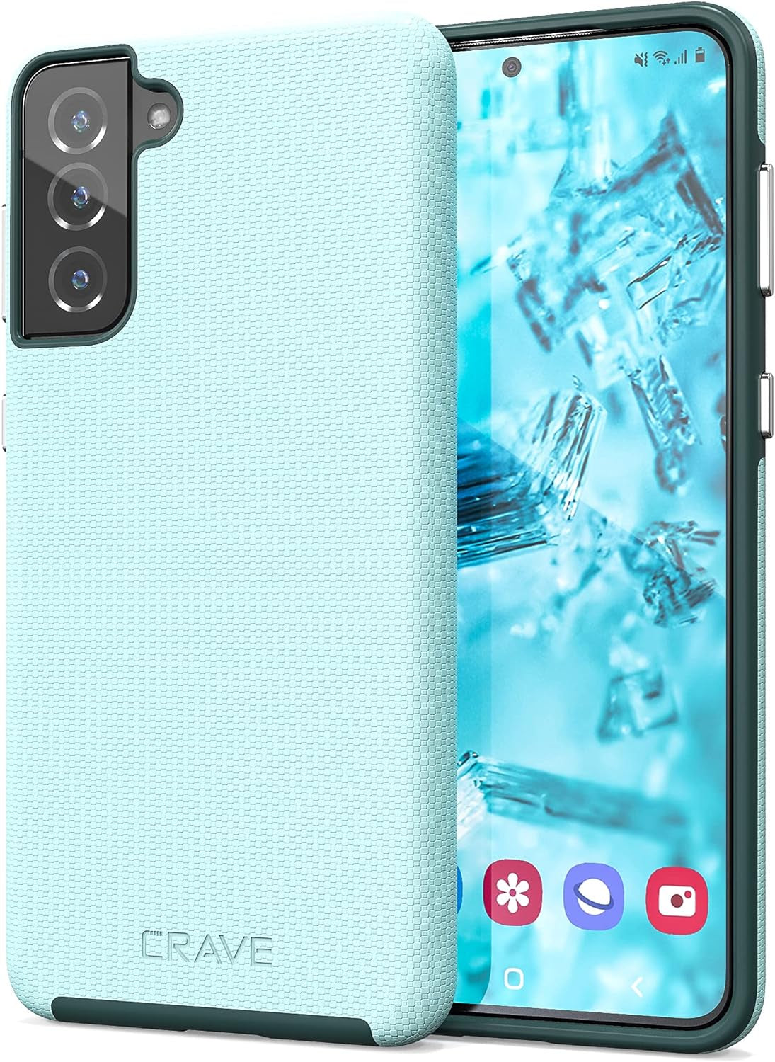 Crave Dual Guard for Galaxy S21+ Case, Shockproof Protection Dual Layer Case for Samsung Galaxy S21 Plus, S21+ 5G (6.7 Inch) - Forest Green  Crave Aqua  