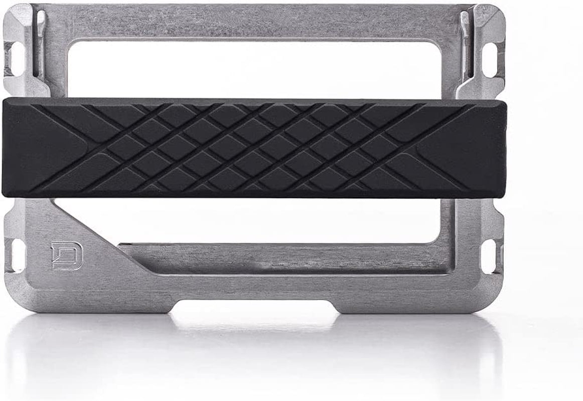 Dango D03 Dapper Bifold EDC Wallet - Made in USA - Genuine Leather, Slim, Minimalist, Metal, RFID Blocking  Dango Products Lite - Satin Silver  