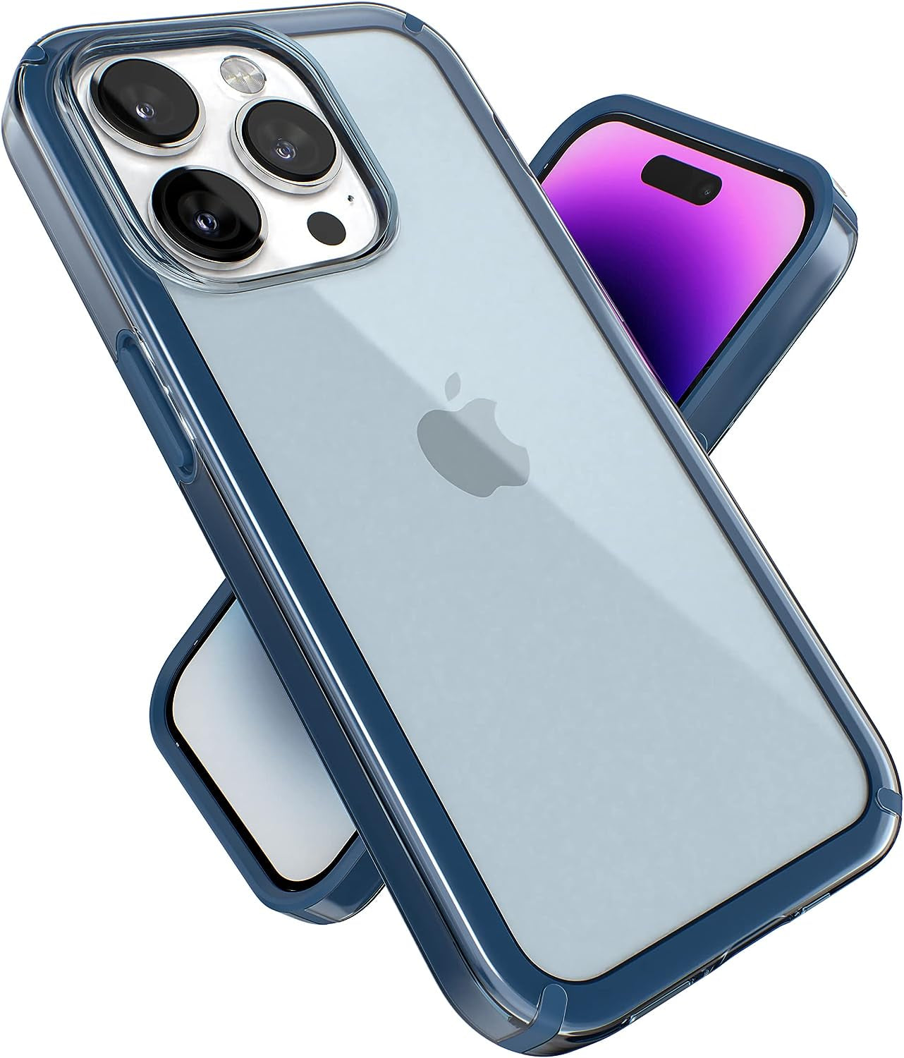 Speck Clear Iphone 14 Pro Case - Drop Protection, Scratch Resistant Dual Layer Slim Phone Case for 6.1" Iphone 14 Pro - Anti-Yellowing & Anti-Fade Case - Ombre Amethyst Purple Fade/Clear Gemshell  Speck Products Glass Navy/Winter Navy  