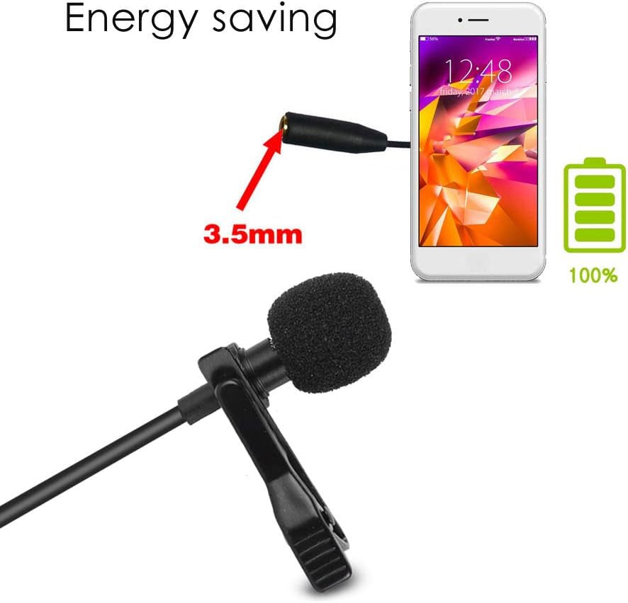 Lapel Microphone Condenser Mic，Small Mini Lavalier Lapel Omnidirectional Condenser Microphone for Samsung Android & Windows Smartphones  Tosuny   