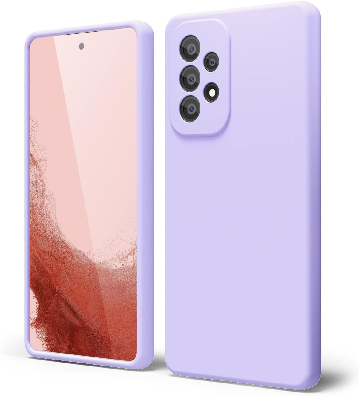 Oakxco for Samsung Galaxy A53 Phone Case Liquid Silicone, Cute Thin Slim Soft Rubber TPU Plain Smooth Gel Cover for Women Girl, Matte Solid Protective & Shockproof, Black  oakxco Lilac A53 