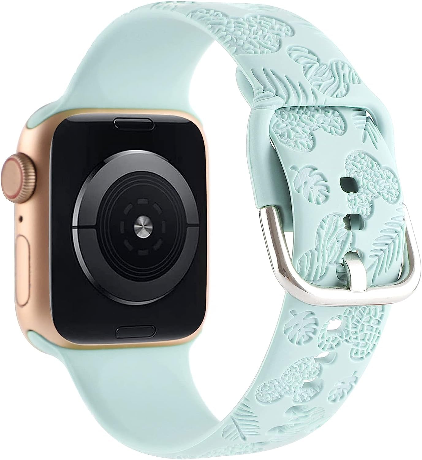 Cartoon Leopard Zebra Engraved Silicone Watchband Cute Soft Strap Sport Bracelet Band Compatible with Apple Watch Series 8 7 6 5 4 3 2 1/SE Ultra  Gadgetisan Light Turquoise 42/44/45/49 mm 