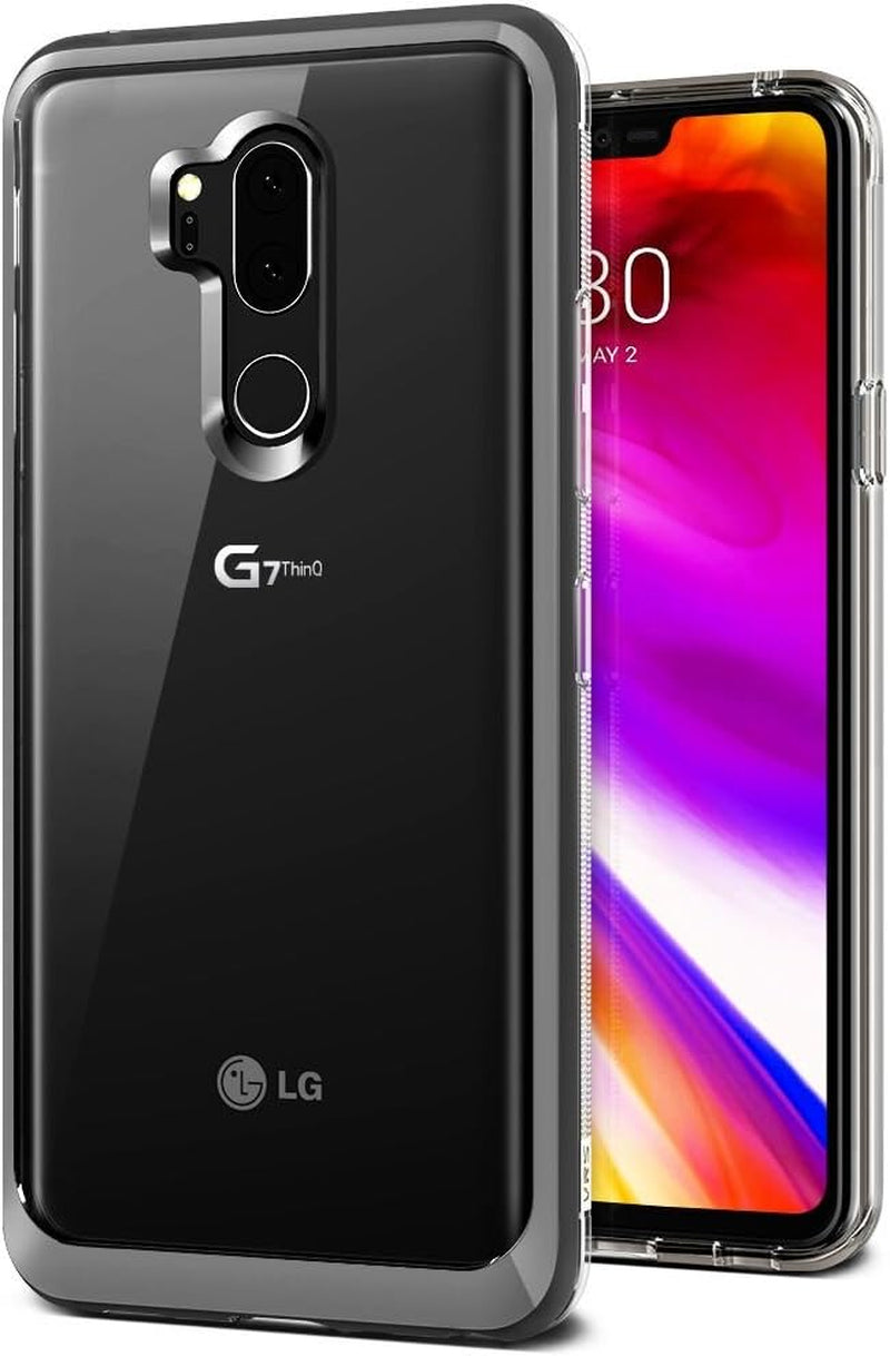 LG G7 Case, LG G7 Thinq Case :: VRS :: Textured Grip Version :: Transparent Thin Cover :: Clear Slim Fit :: Hard Drop Protection for LG G7 Thinq Case (New Crystal Bumper - Steel Silver)  V VRS DESIGN   