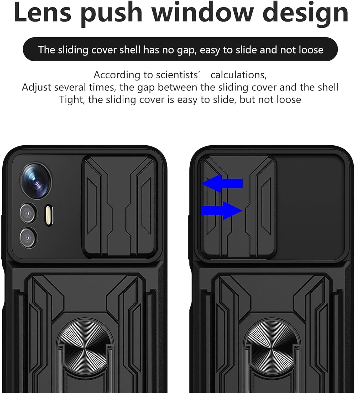 Tncavo for Xiaomi Redmi Note 12S Case with Card Holder, Military Grade Shockproof Heavy Duty Protective with Rotating Ring Kickstand & Camera Cover for Xiaomi Redmi Note 12S LJ Black  Tncavo   