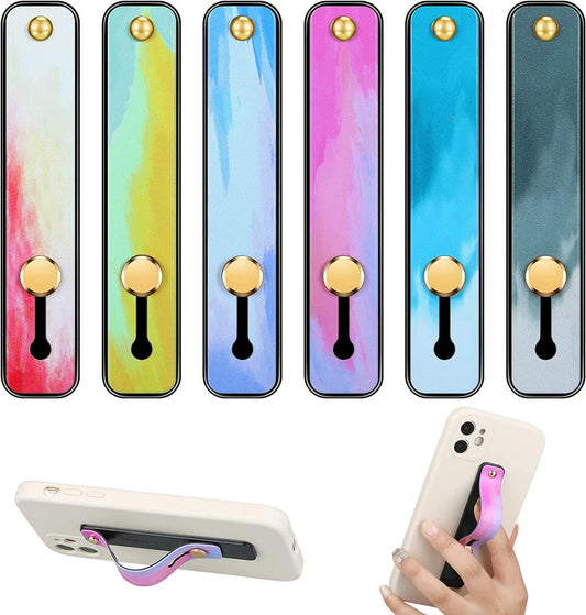 Weewooday 6 Pieces Phone Strap Grip Holder Finger Cell Phone Grip Telescopic Phone Finger Strap Stand Universal Finger Kickstand for Most Smartphones (Tie Dye Colors)  Weewooday   