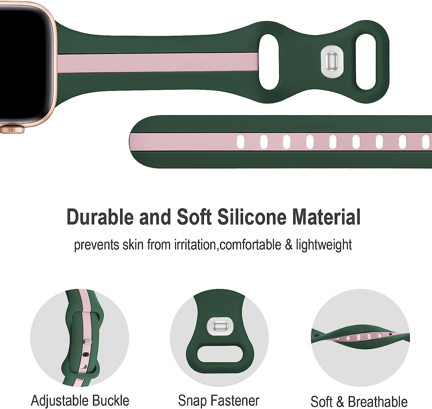 Iwabcertoo Designer Sport Bands Compatible with Apple Watch Band 38Mm 40Mm 41Mm 42Mm 44Mm 45Mm Women, Slim Soft Silicone Strap Replacement Wristbands Compatible for Iwatch Series 8/7/6/5/4/3/2/1/SE  iWabcertoo   