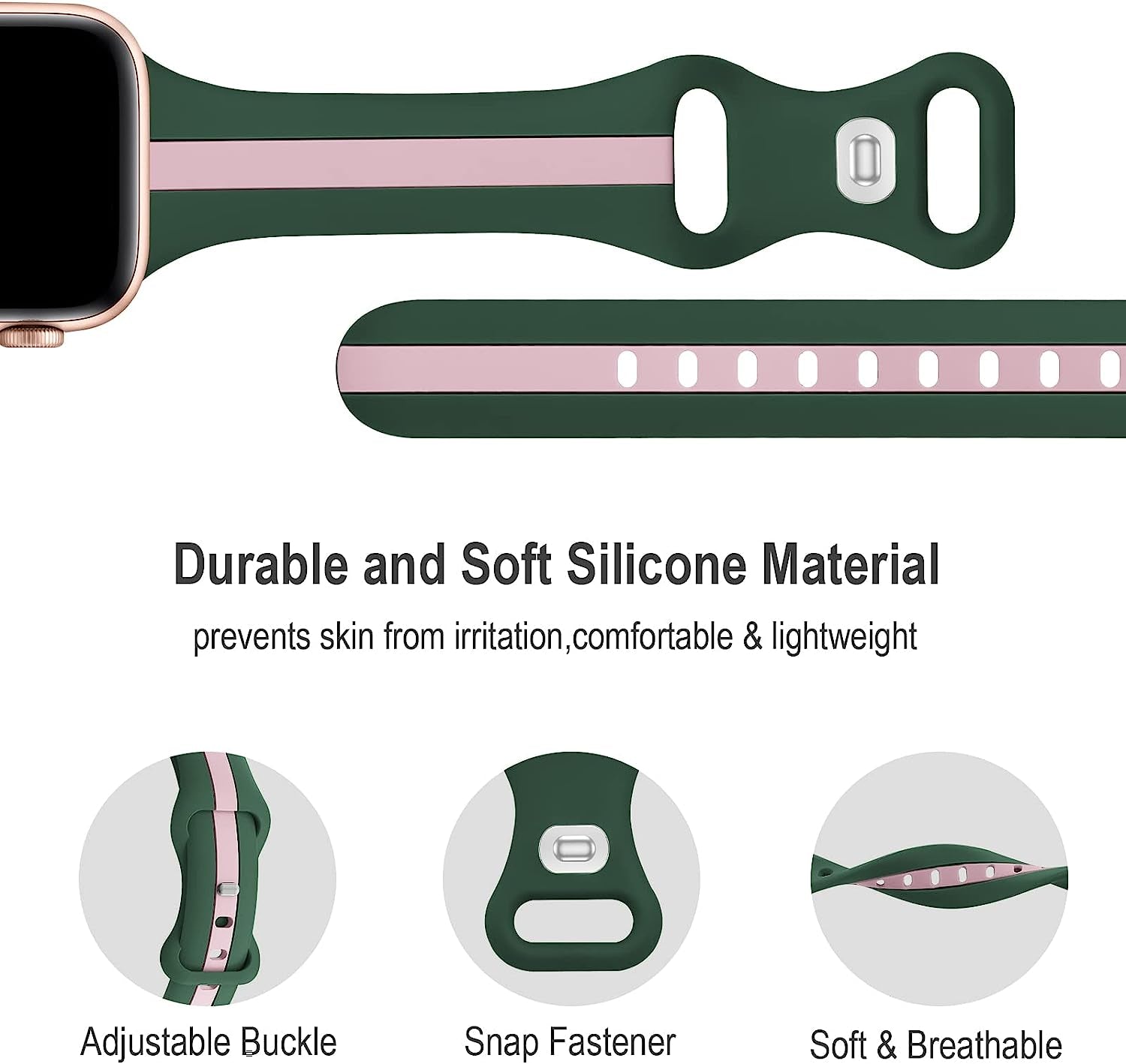 Iwabcertoo Designer Sport Bands Compatible with Apple Watch Band 38Mm 40Mm 41Mm 42Mm 44Mm 45Mm Women, Slim Soft Silicone Strap Replacement Wristbands Compatible for Iwatch Series 8/7/6/5/4/3/2/1/SE  iWabcertoo   