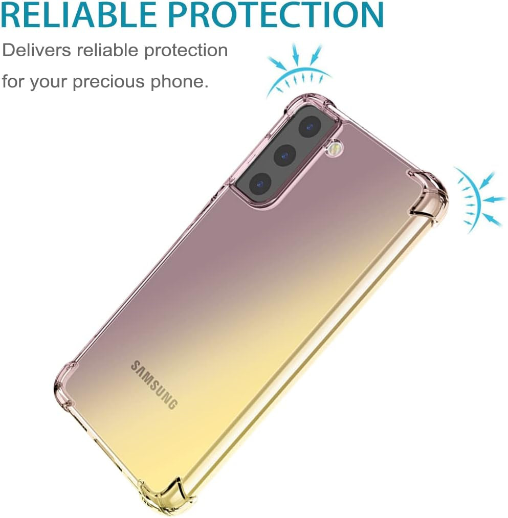Vokuha for Galaxy S21 plus Case,Samsung S21 + Case, Cute Clear Gradient Slim Shockproof Soft Flexible TPU Back Phone Protective Cover for Samsung Galaxy S21 plus 5G (Black/Gold)  Vokuha   