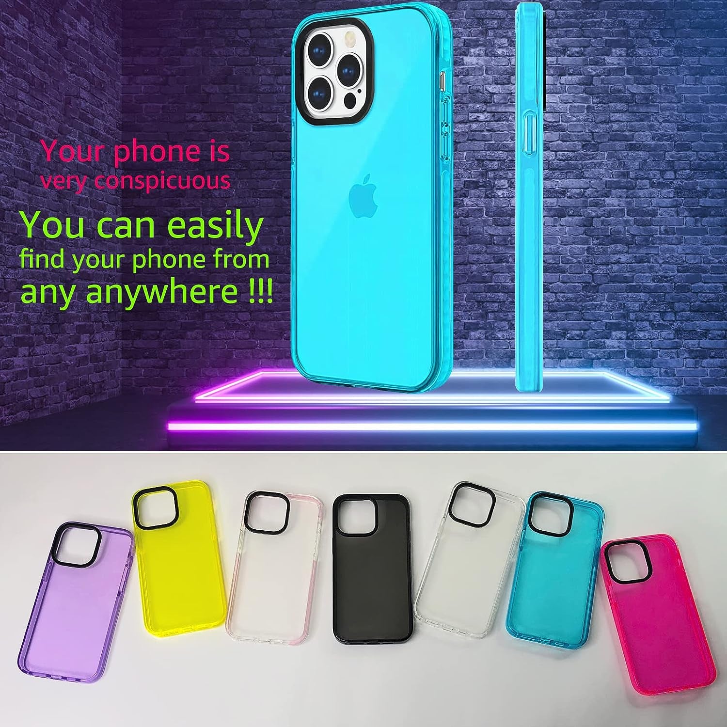 Neon Clear Iphone 14 Pro Max Case, Vibrant 80S Design, Camera Protector, Soft Silicone Shockproof - 6.7Inch  Simapu   
