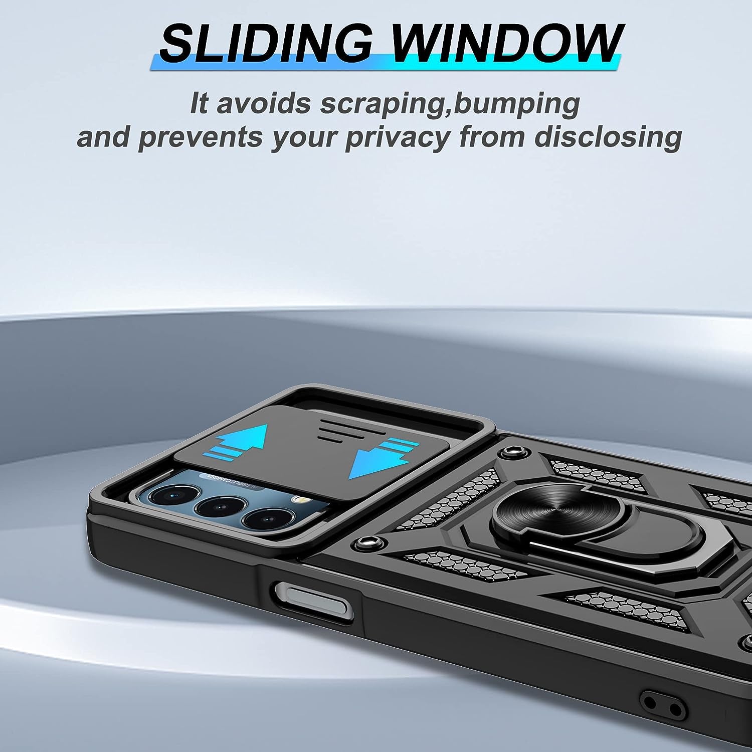 For Oneplus Nord N200 5G Case with HD Screen Protector with Slide Camera Cover, Atump 360° Rotation Ring Kickstand [Military Grade] Shockproof Protective Case for Oneplus Nord N200 5G,Black  Atump   