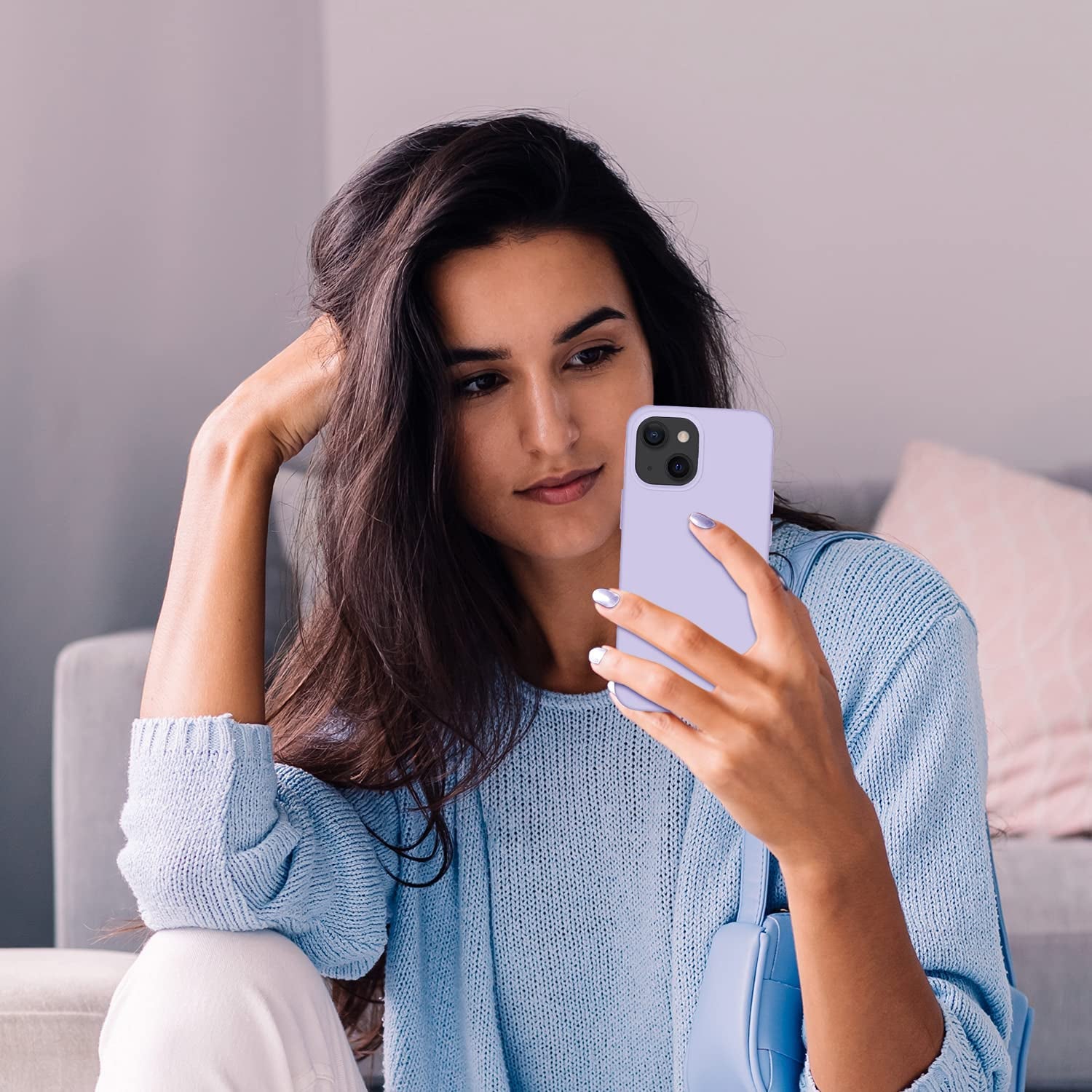 Cordking Designed for Iphone 13 Case, Iphone 14 Case, Silicone Ultra Slim Shockproof Protective Phone Case with [Soft Anti-Scratch Microfiber Lining], 6.1 Inch, Clove Purple  Cordking   