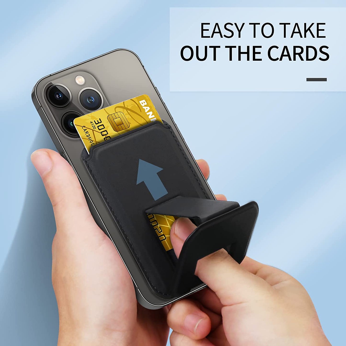 FYY Card Holder for Back of Phone, Stick on Wallet Magsafe Upgrade Strong Magnetic Stand Phone Sleeve, Detachable Phone Card Holder Compatible with Iphone 12/13/14 Pro|Pro MAX, Max 2 Cards, Black  GUANGZHOU WENYI COMMUNICATION EQIPMENT CO.,LTD   