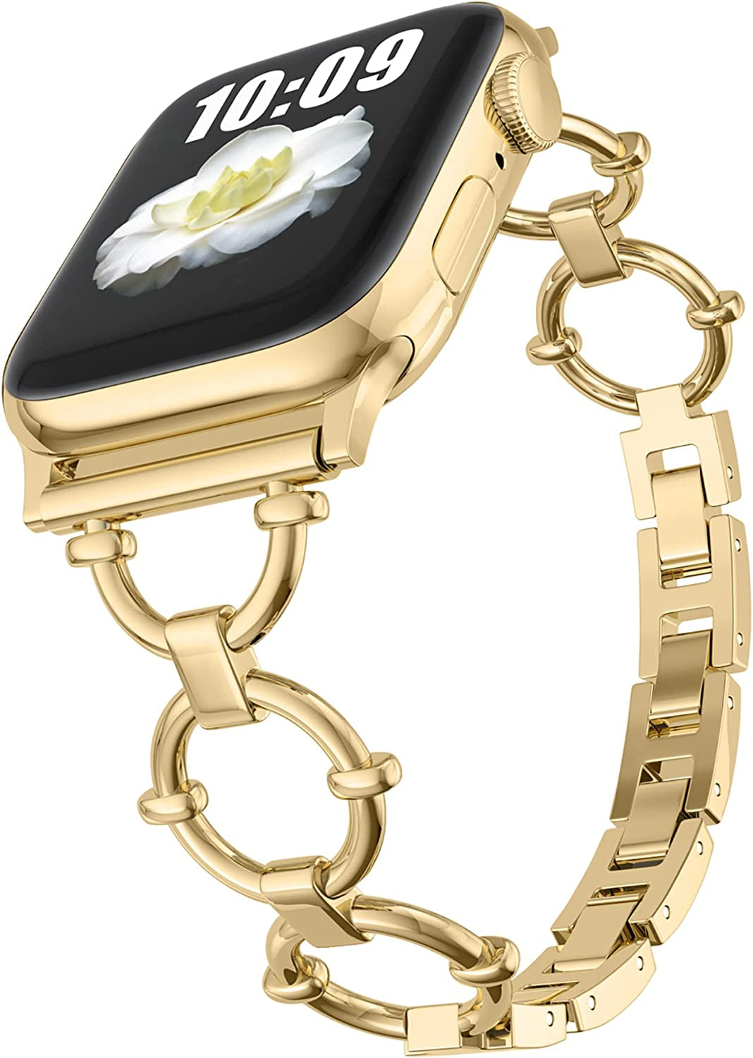 Yncamoo Slim Band Compatible with Apple Watch 38Mm 40Mm 41Mm 42Mm 44Mm 45Mm 49Mm SE Series 8 7 6 5 4 3 2 1, Women Adjustable Replacement Bracelet, Jewelry Metal Strap  Yncamoo   