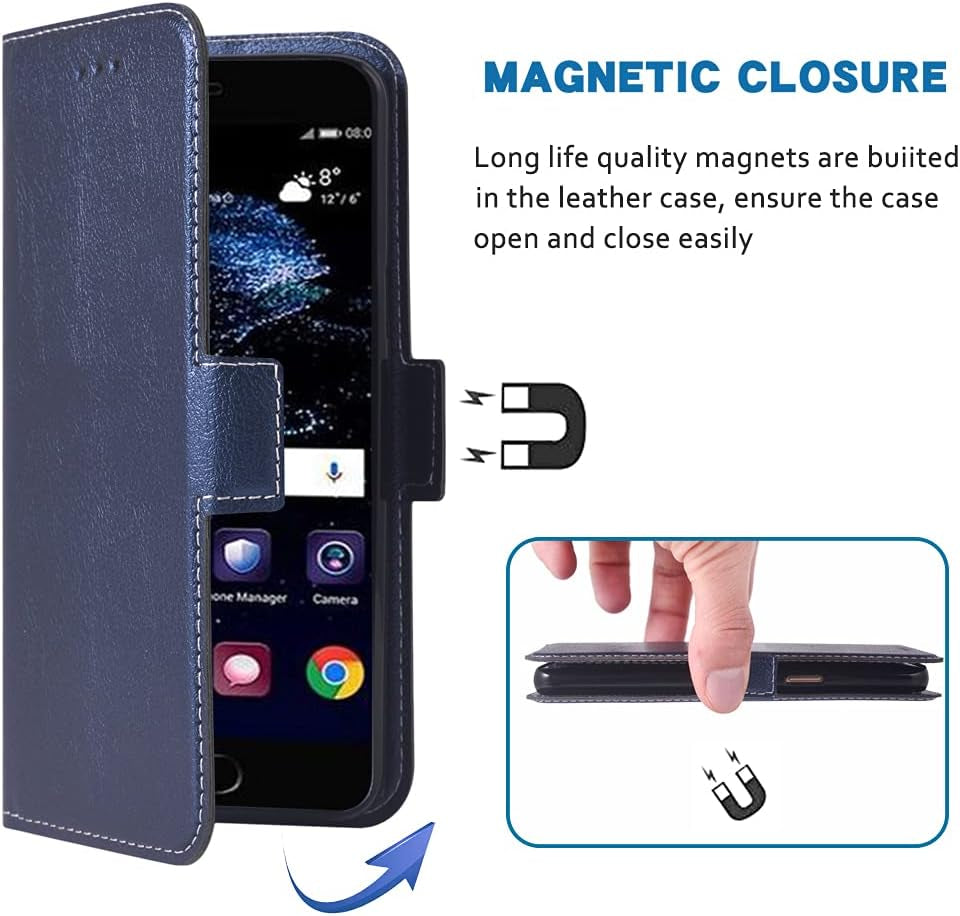 WWAAYSSXA Compatible with Huawei P10 Lite Wallet Case Wrist Strap Lanyard Leather Flip Cover Card Holder Stand Cell Accessories Phone Cases for Hawaii P10Lite P 10 10Lite 2017 Women Men Blue  WWAAYSSXA   