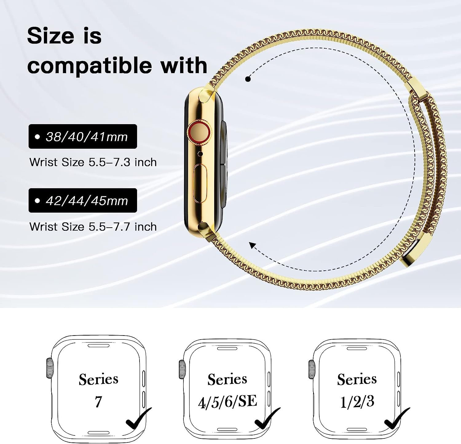 OYODSS Metal Bands Compatible with Apple Watch Band 49Mm 40Mm 38Mm 41Mm 42Mm 44Mm 45Mm Women Men, Magnetic Stainless Steel Loop Mesh Strap for Iwatch SE Ultra Series 8 7 6 5 4 3 2 1 Gold  OYODSS   
