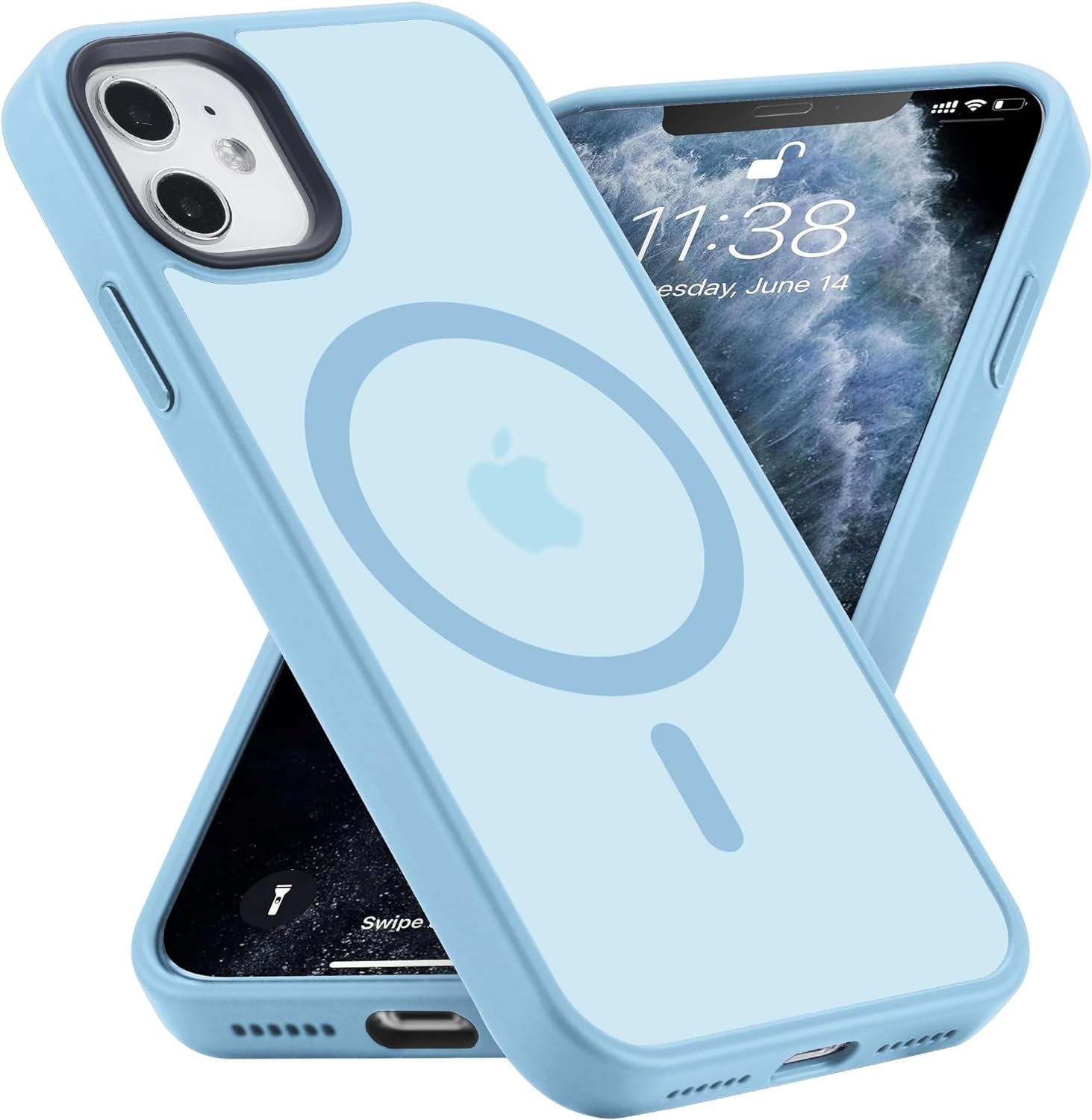 Yriklso for Iphone 11 Magnetic Case, Built in Magnets Compatible with Magsafe, Translucent Matte Hard PC Back Cover + Soft TPU Frame Slim Bumper Case for Iphone 11 （6.1"）,Black  Yriklso Matte Sierra Blue  