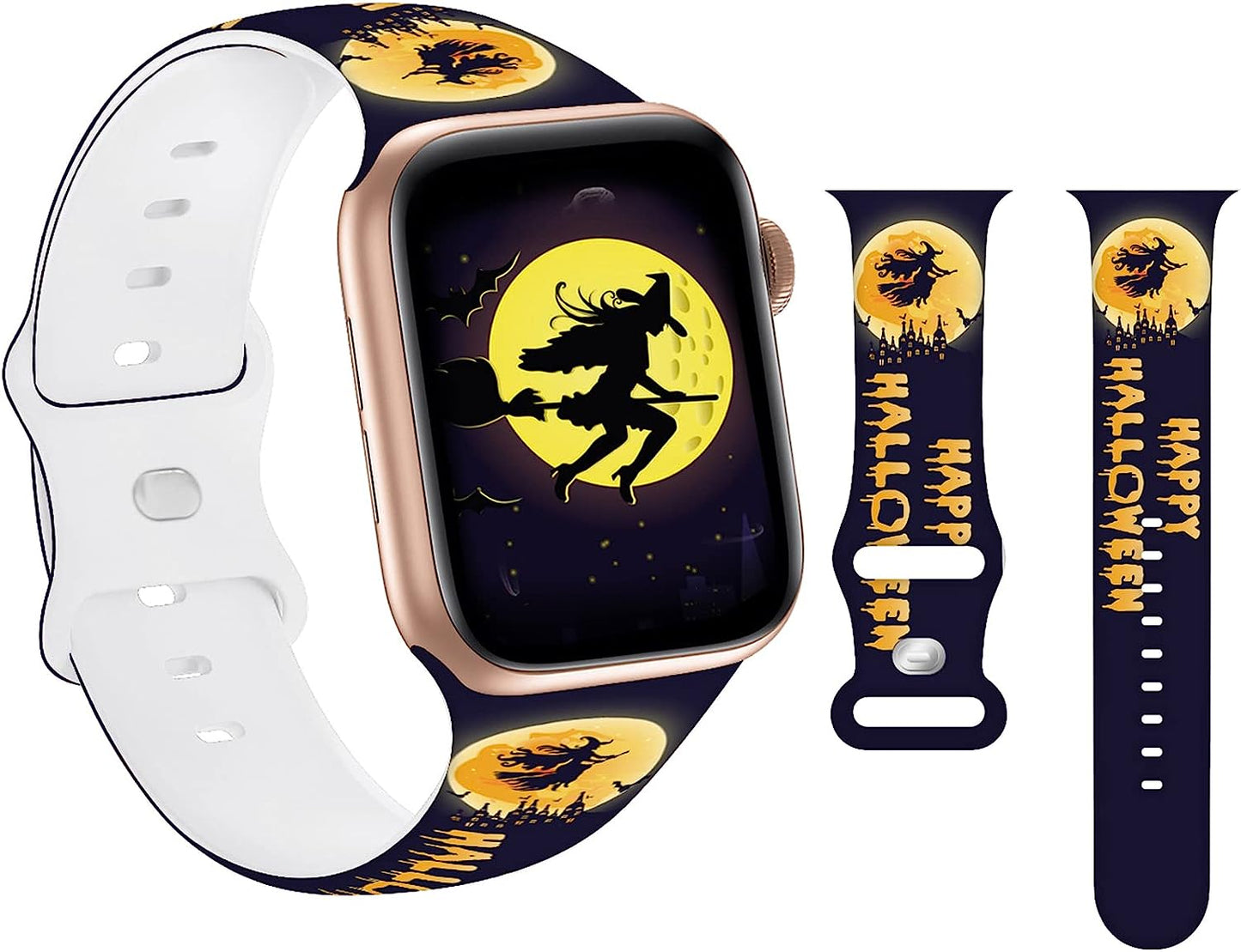 HYHMXB Chic Breathable Character Halloween Bands Compatible with Apple Watch 42Mm 44Mm 45Mm M/L,Grade Soft Silicone Sports Wristband Strap for Iwatch SE & Series 7/6/5/4/3/2/1 (Item 2)  HYHMXB Item 1 42mm/44mm/45mm M/L 