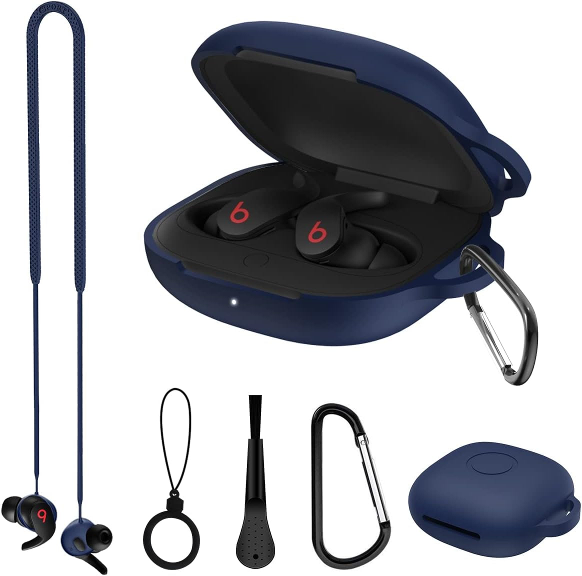 WQNIDE Case Cover for Beats Fit Pro Case 2021 New Earbuds, [5 in 1] Accessory Kit Silicone Protective Skin Sleeve for Beats Fit Pro 2021 Case with Keychain/Anti-Lost Strap/Ring/Brush (Blue)  WQNIDE   