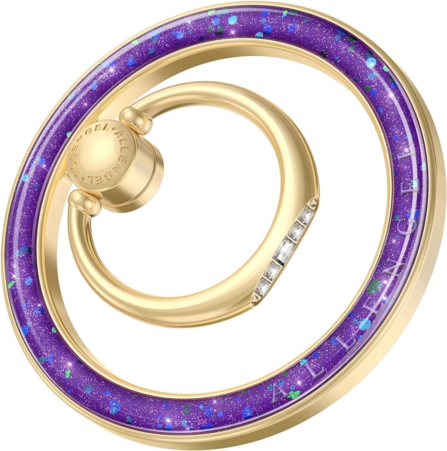 Compatible with Magsafe Phone Grip Stand, Allengel Magnetic Phone Ring Holder with Finger Kickstand for Smartphone, Luxury Gold White  Allengel gold starry sky purple  