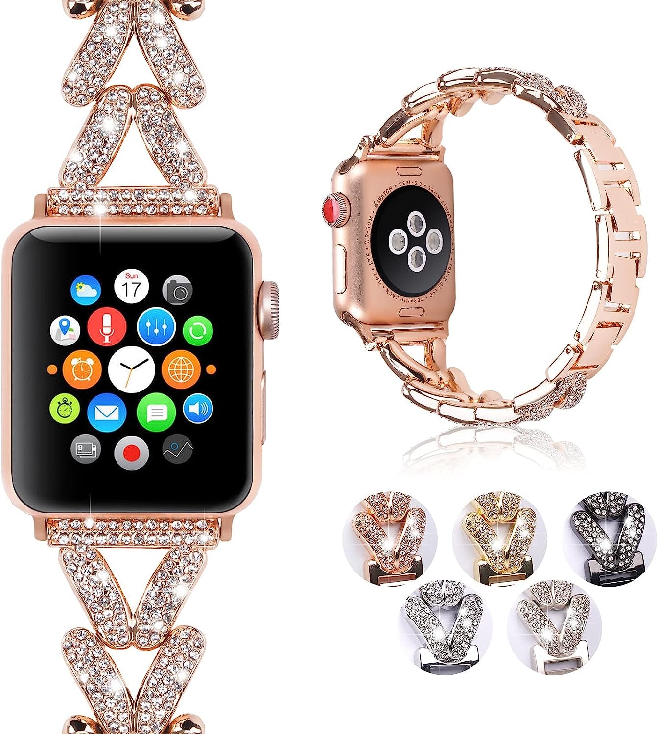 Add Bling to Your Watch with Our Metal Diamond Band - Compatible with Apple Watch Series 8/7/6/5/4/3/2/1/Se/Ultra- Shiny and Stylish for Women in Sizes 38Mm 40Mm 41Mm 42Mm 44Mm 45Mm 49Mm  Dnoivr   