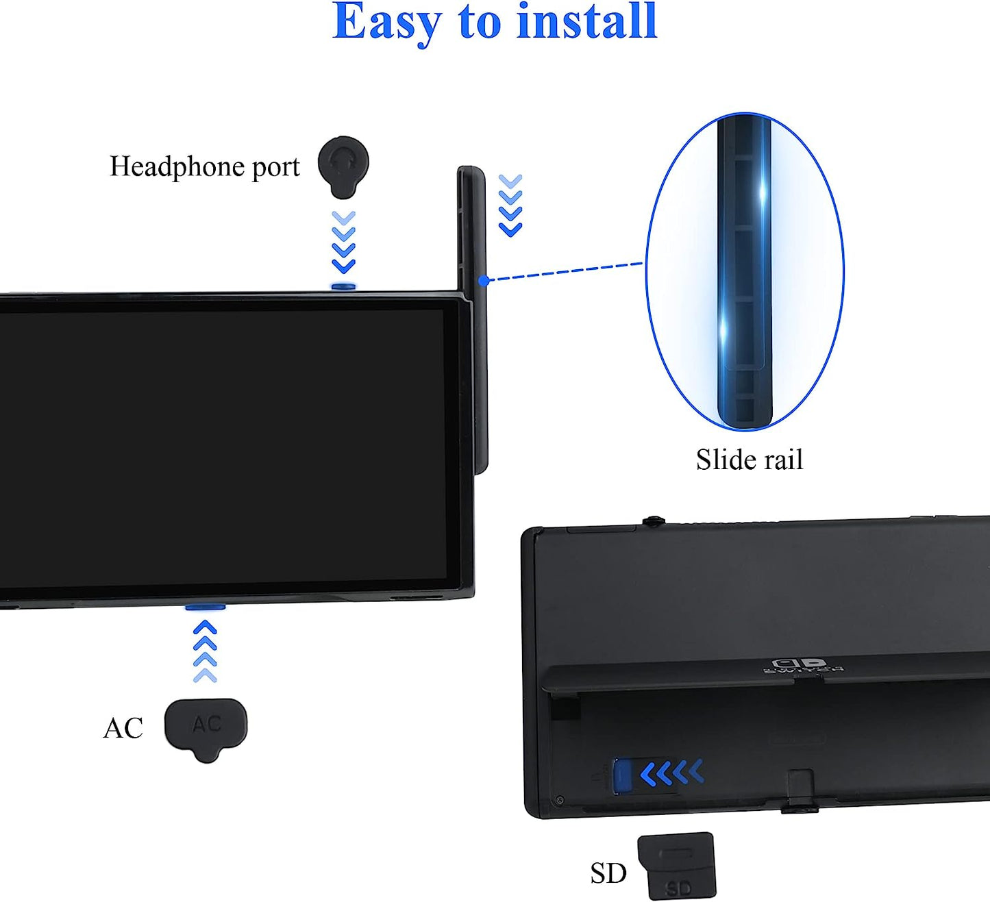 FANPL Accessories for Nintendo Switch OLED with 11 Dust Plugs and 3 Thumb Grips  FANPL   