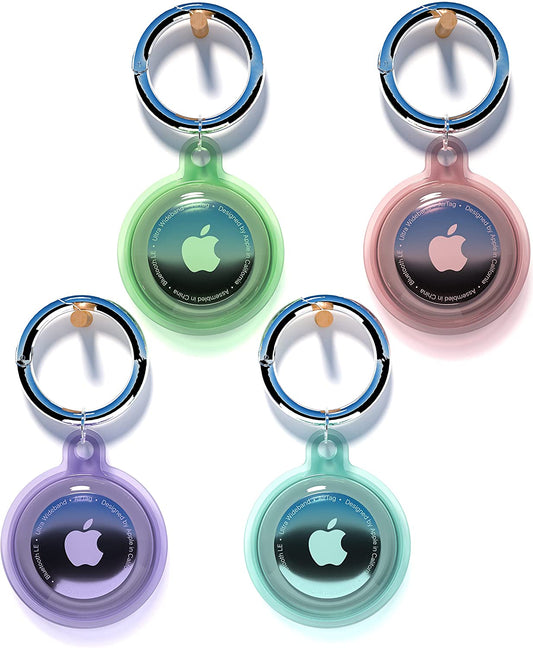 4 Pack Airtag Keychain Waterproof, Air Tag Holder for Apple Airtag GPS Tracker, Soft Full-Body Shockproof Apple Tag Case for Dog Cat Collar, Luggage, Keys (4 Colors)  Ccigedy   