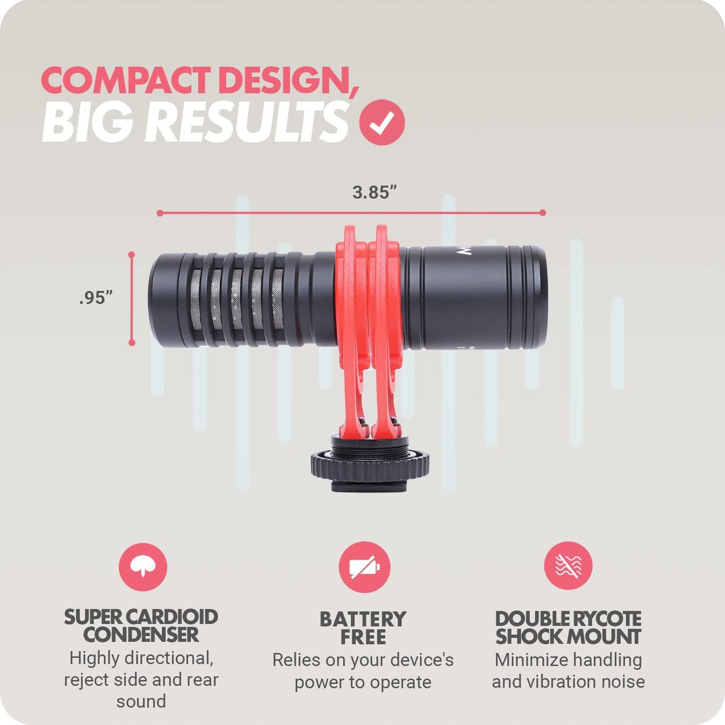 Movo VXR10-PRO External Video Microphone for Camera with Rycote Lyre Shock Mount - Battery-Free ,Compact Shotgun Mic Compatible with DSLR Cameras and Iphone, Android Smartphones  Movo   