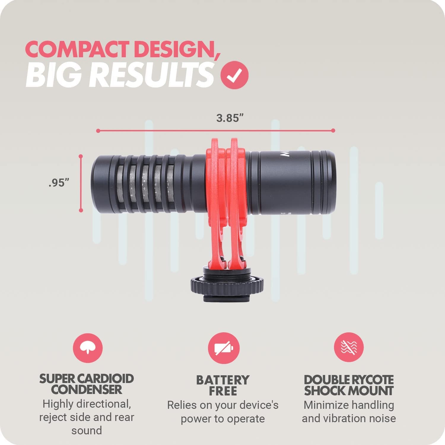 Movo VXR10-PRO External Video Microphone for Camera with Rycote Lyre Shock Mount - Battery-Free ,Compact Shotgun Mic Compatible with DSLR Cameras and Iphone, Android Smartphones  Movo   