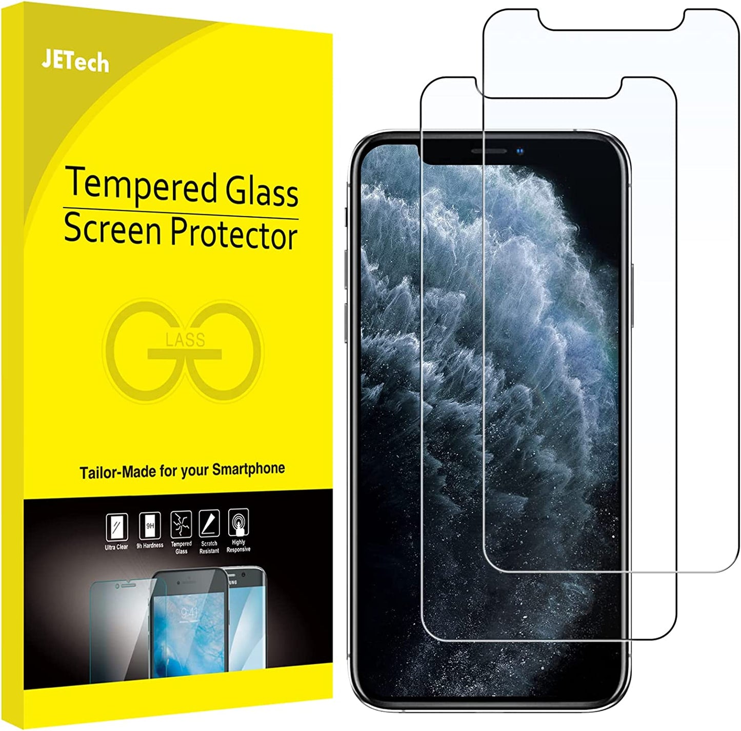 Jetech Screen Protector for Iphone 11 Pro Max and Iphone Xs Max 6.5-Inch, Tempered Glass Film, 2-Pack  JETech   