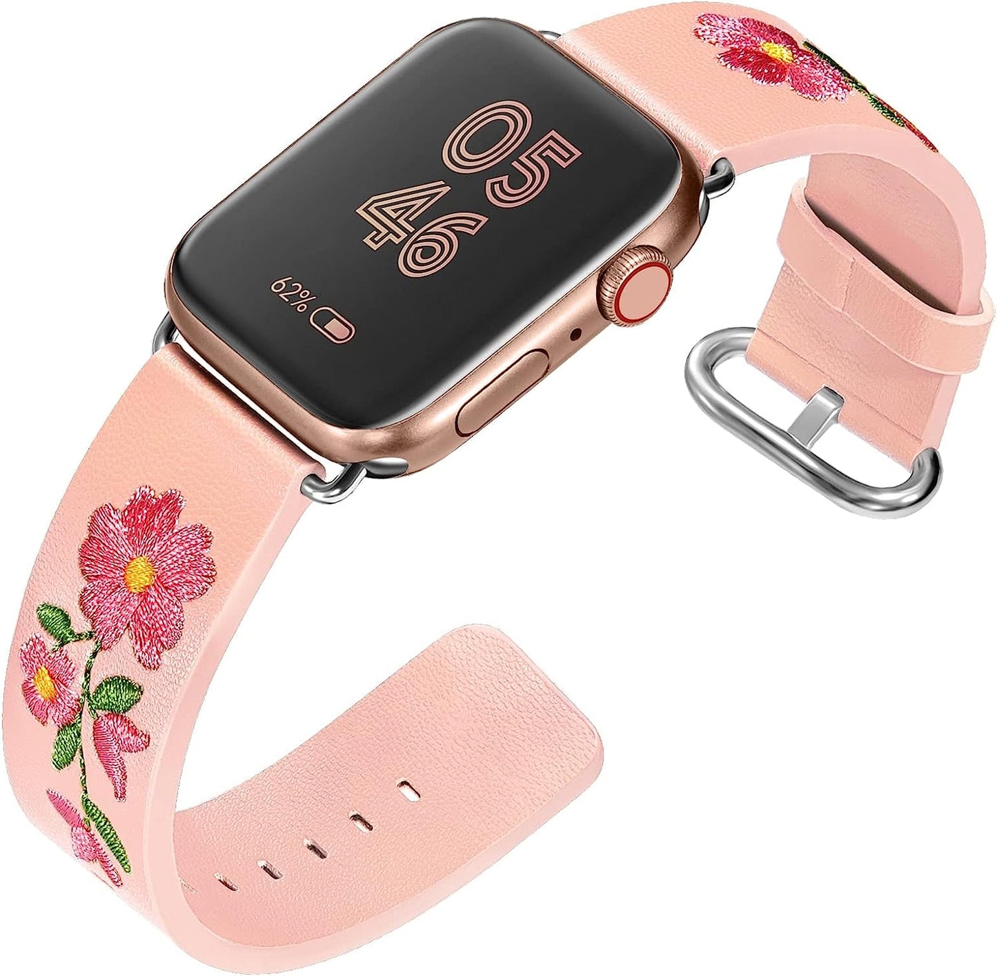 FENICHI Leather Watch Bands for Apple Watch 44Mm 38Mm 40Mm 41Mm 42Mm 45Mm 49Mm Personality Embroidery Elegant Wristbands for Iwatch Series 8 7 6 5 4 3 2 1 Se Ultra Band Women Girl Lady  FENICHI Pink 42/44/45/49mm 
