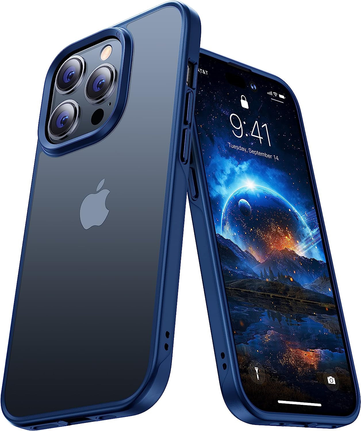 CASEKOO [SGS Tested] Newly Matte Blue Iphone 14 Pro Case [10FT Mil-Grade Protection] Anti-Fingerprints & Anti-Scratch Durable Translucent Back Anti-Slip Frame Iphone 14 Pro Phone Case, Blue  CASEKOO   