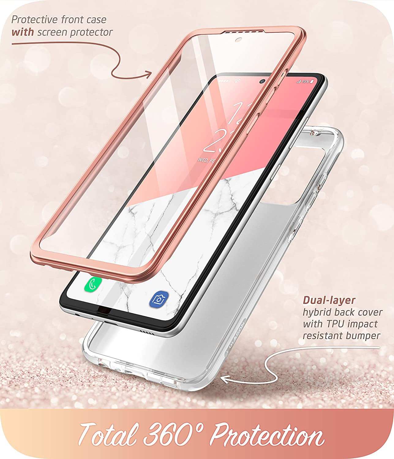 I-Blason Cosmo Protective Case for 6.5-Inch Samsung Galaxy A53 5G (2022), Marble Pink  i-Blason   