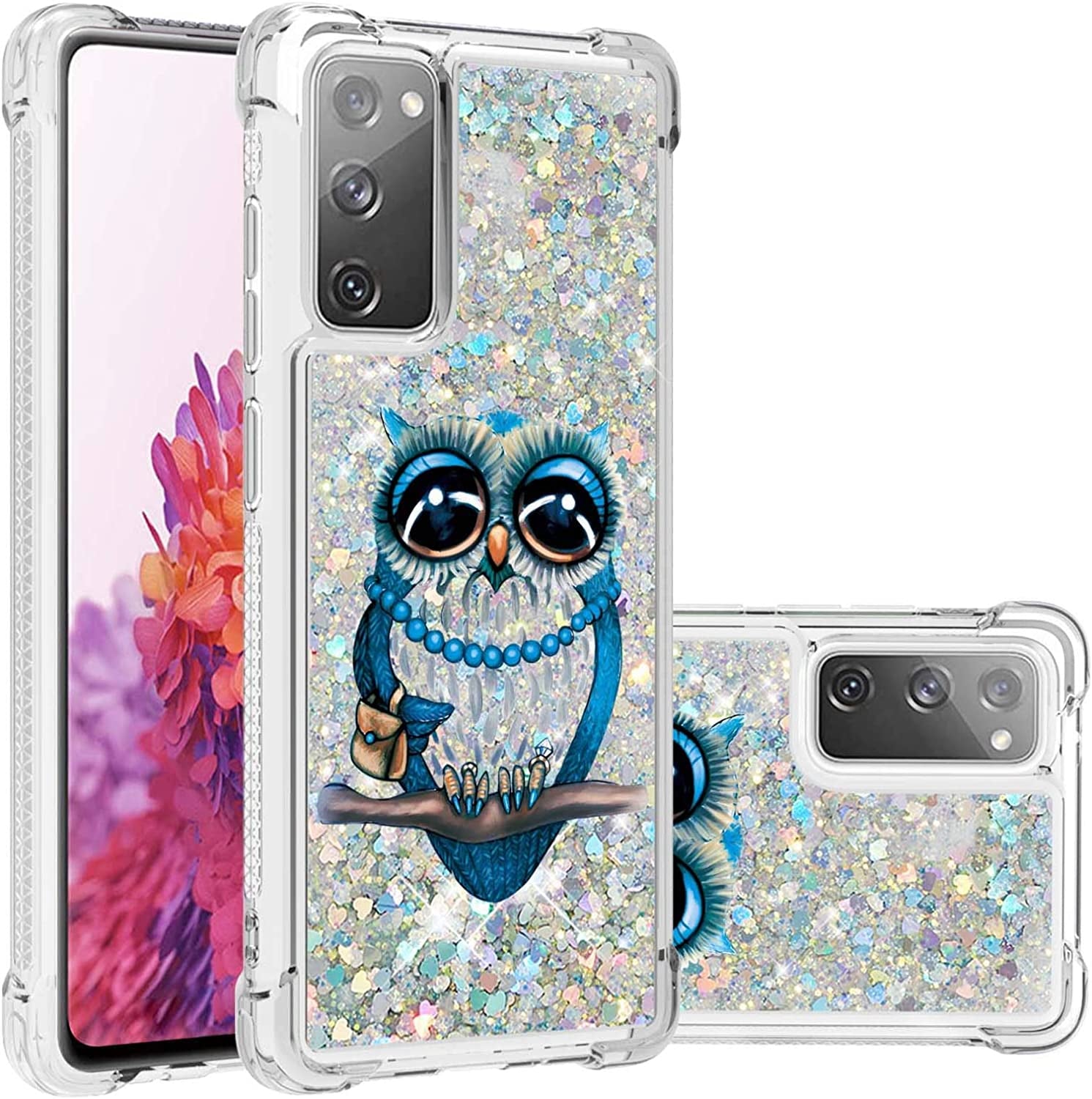 CAIYUNL for Oneplus Nord N200 5G Case with Tempered Glass Screen Protector, Glitter Bling Flowing Liquid Sparkle Women Girls Soft TPU Shockproof Protective Cute Case for Oneplus Nord N200 5G  CAIYUNL   