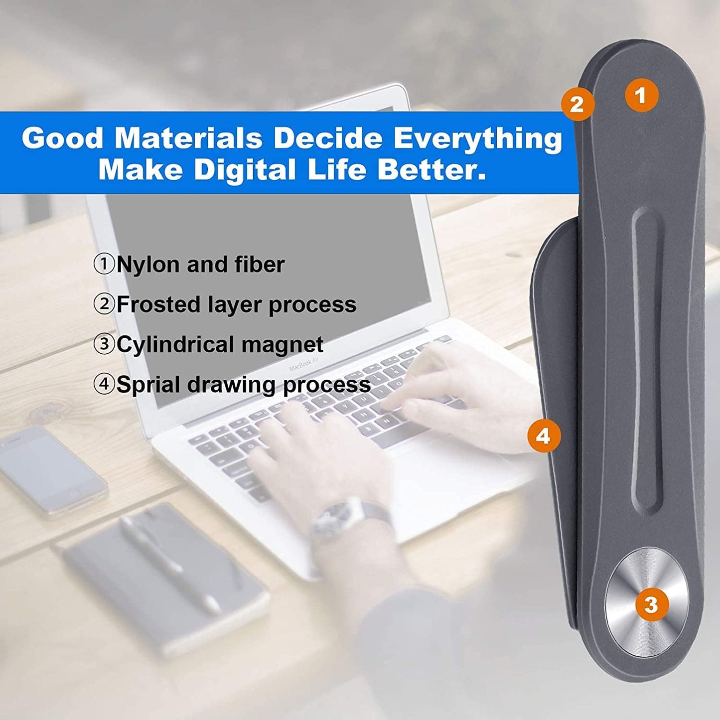 Magnetic Laptop Phone Holder Adjustable Mount Clip for Laptop (Grey)  Shenzhen Leshiya Industrial Co., Ltd.   