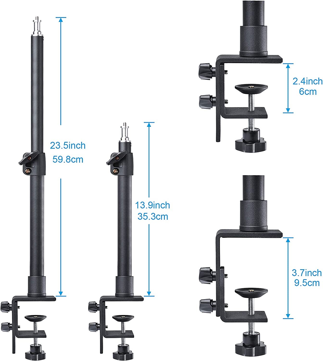 Tabletop Light Stand, Riqiorod Adjustable Desk Mount Stand with 1/4Inch Screw for Selfie LED Ring Light/Led Panel, Desktop Light Stand for Make Up, Selfie, Microphone, Youtube, Live Show  Riqiorod   