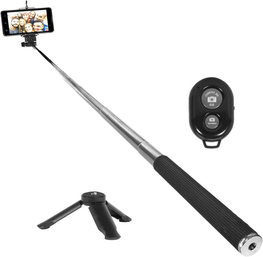 Deco Essentials Telescopic Metal 33" Selfie Stick W/Tripod and Wireless Remote for Ios/Android, Perfect for Travel, Outdoor Adventures, Beach Trips, Parties, Easy to Store  Deco Essentials   
