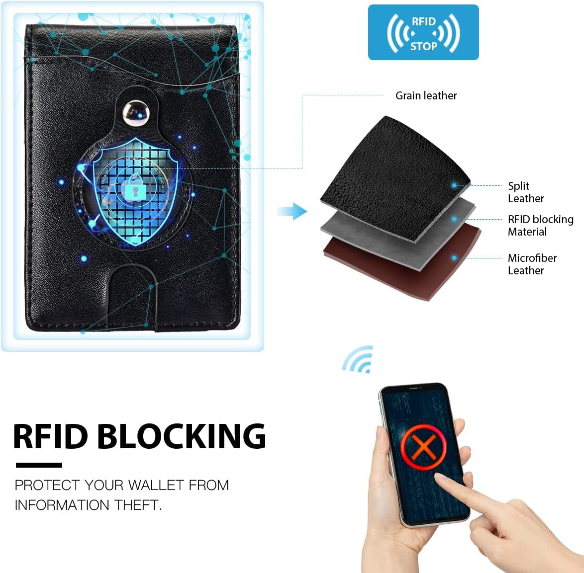 Herrontown Airbag Wallet Men, Front Pocket Slim Bifold Wallet with Airtag Holder, Minimalist Wallet with Money Clip & 11 Credit Card Slot  Herrontown   